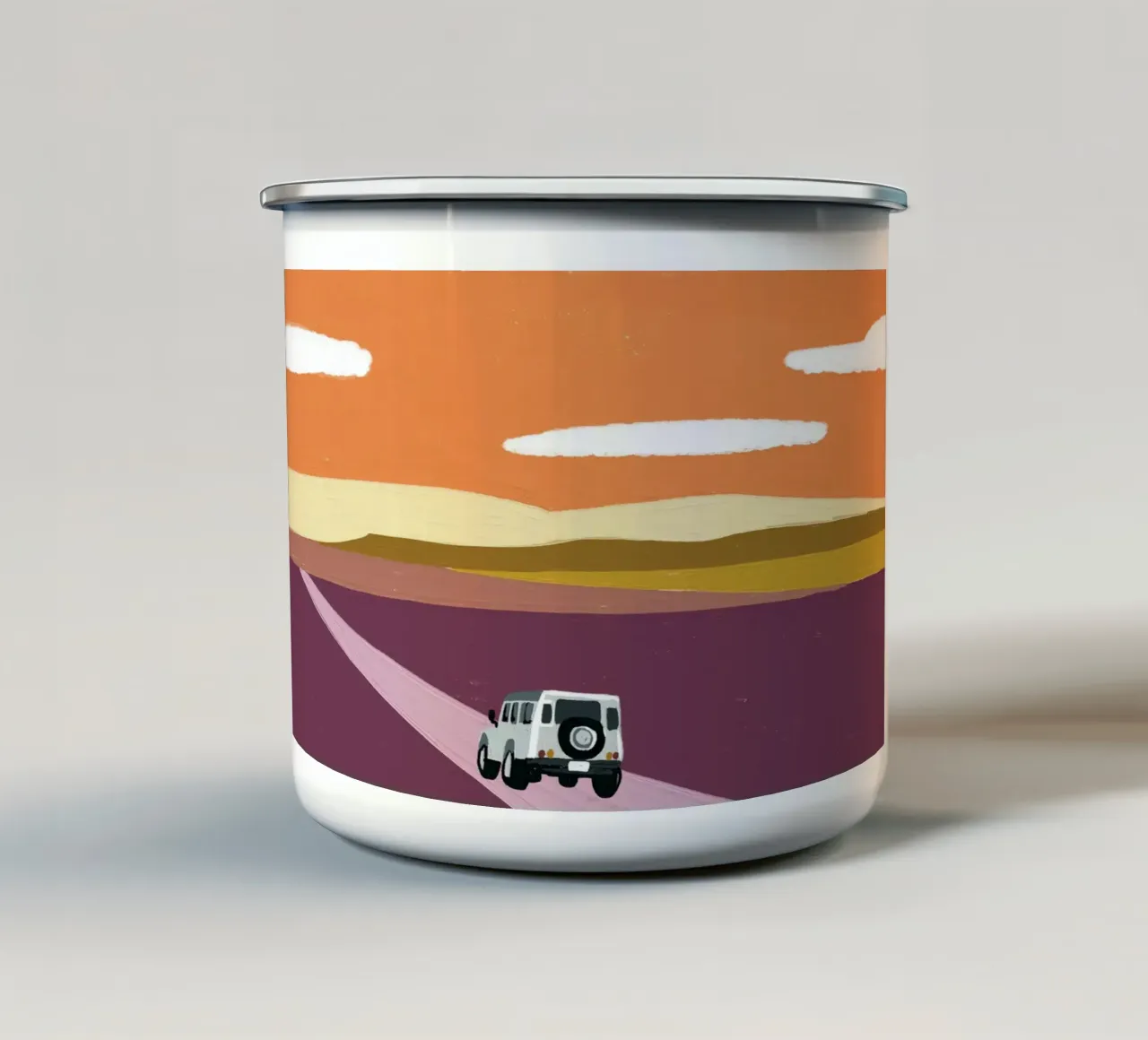 Desert Road Trip - Boho Minimalistisch Landschap Kunstdruk emaille mok van NorwesClub