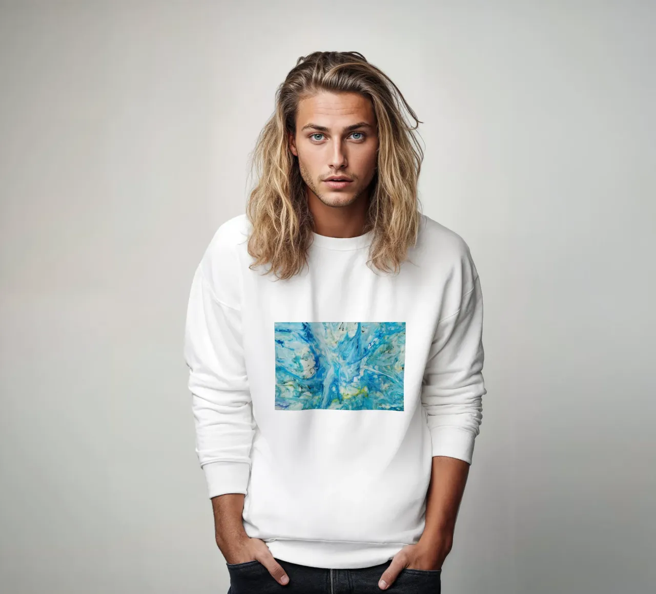 Aqua Ocean Abyss - Impresión abstracta en resina fluida sudadera de NorwesClub