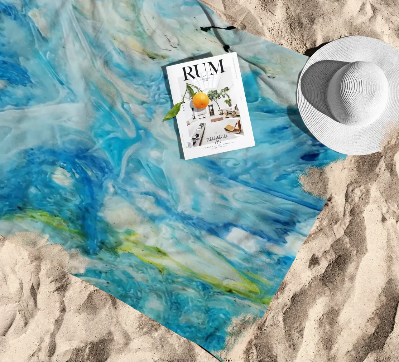 Aqua Ocean Abyss - Abstract Fluid Resin Art Print beach towel by NorwesClub