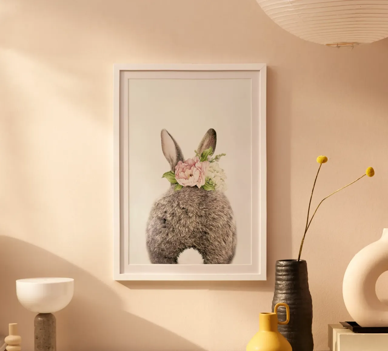 Floral Bunny Tail poster con telaio in legno da Lila x Lola