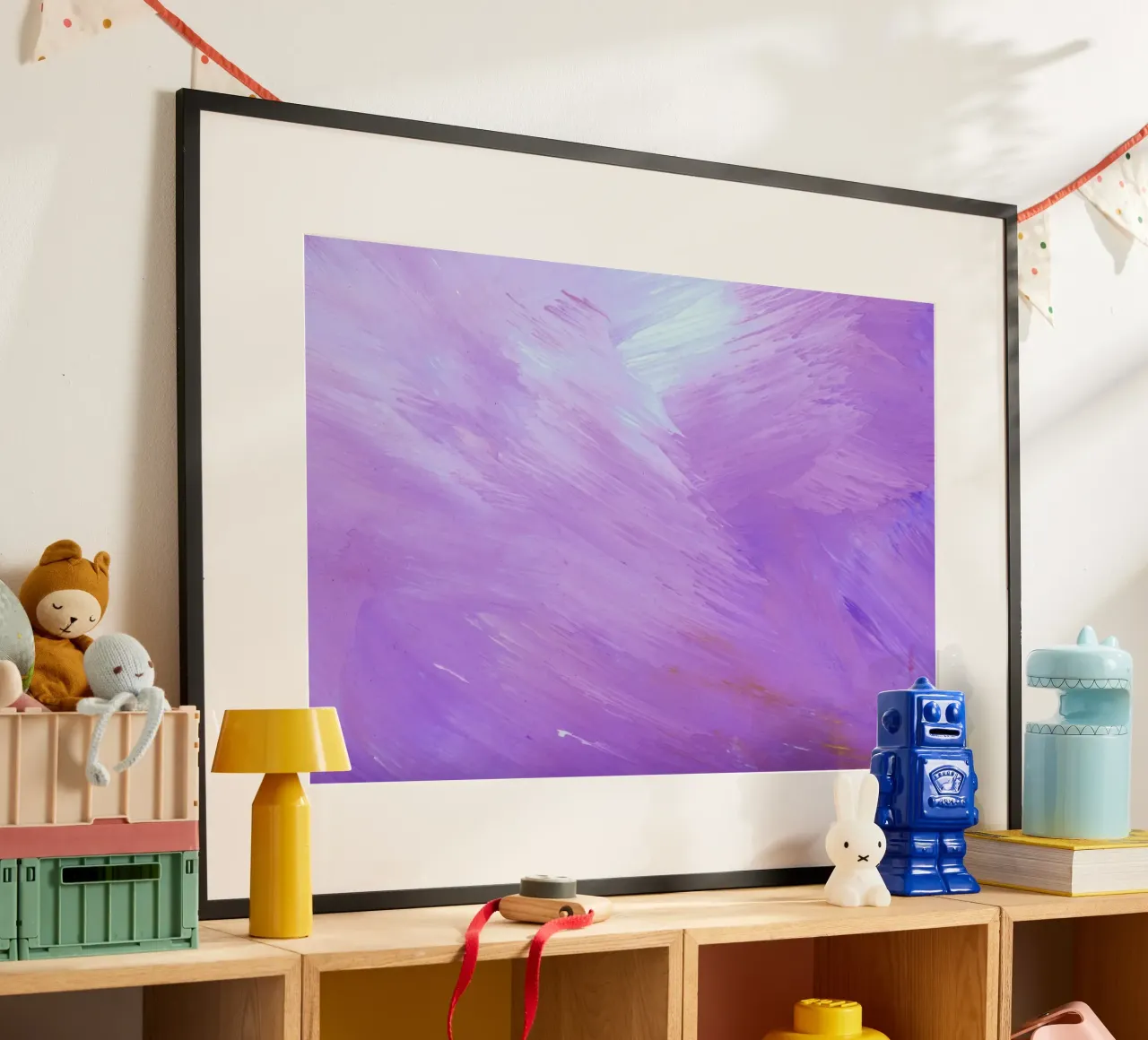 Lavendel lila Pinselstriche - Abstrakter strukturierter Kunstdruck Hahnemühle von NorwesClub