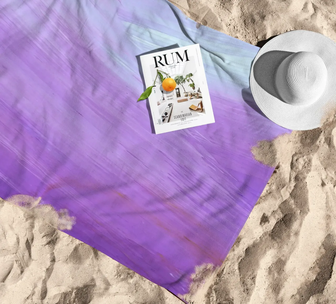 Lavender Purple Brushstrokes - Abstract Textured Art Print beach towel by NorwesClub