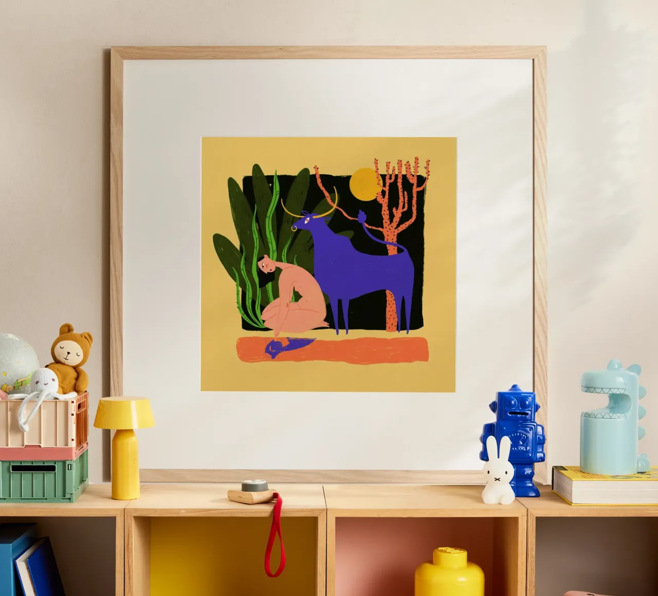 River Bathing poster con telaio in plastica da Studio One