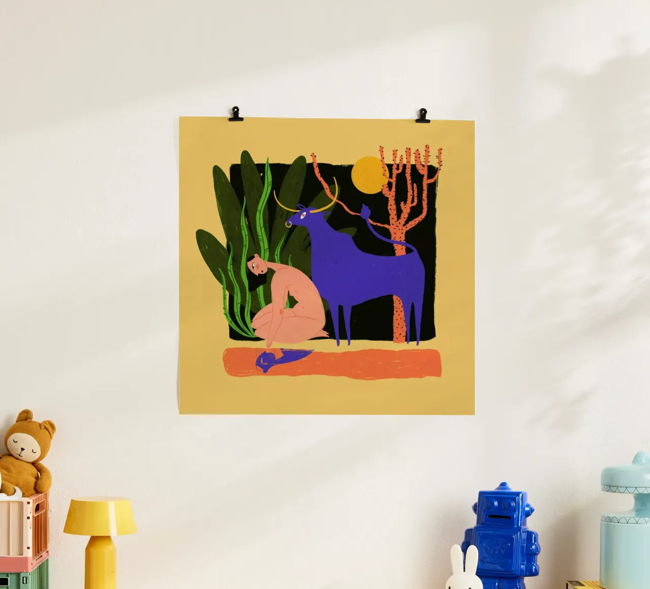 River Bathing poster con telaio in plastica da Studio One