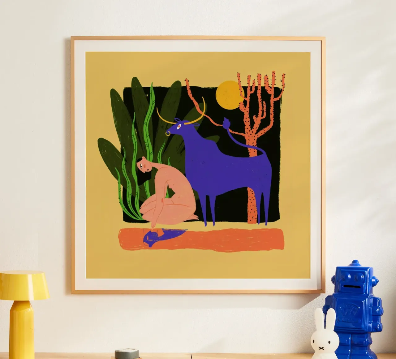 River Bathing poster con telaio in plastica da Studio One