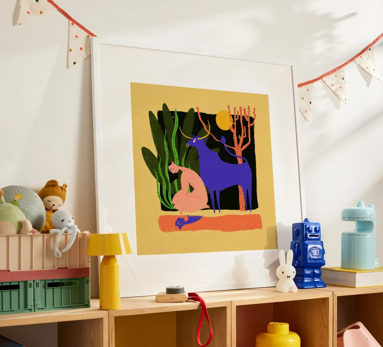 River Bathing poster con telaio in plastica da Studio One