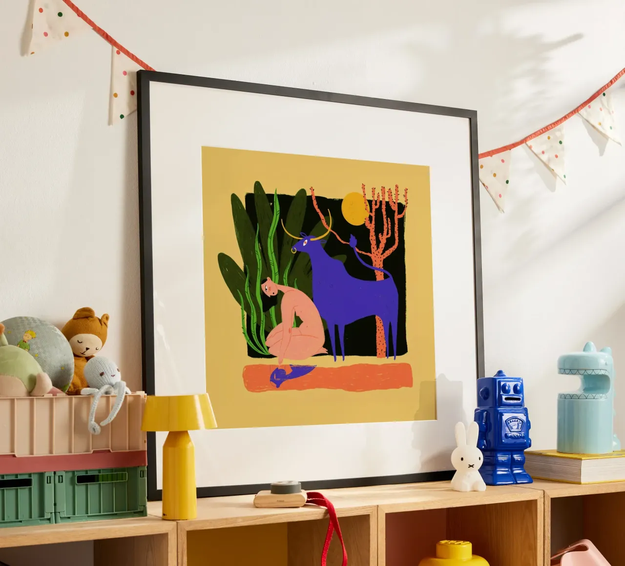 River Bathing poster con telaio in plastica da Studio One