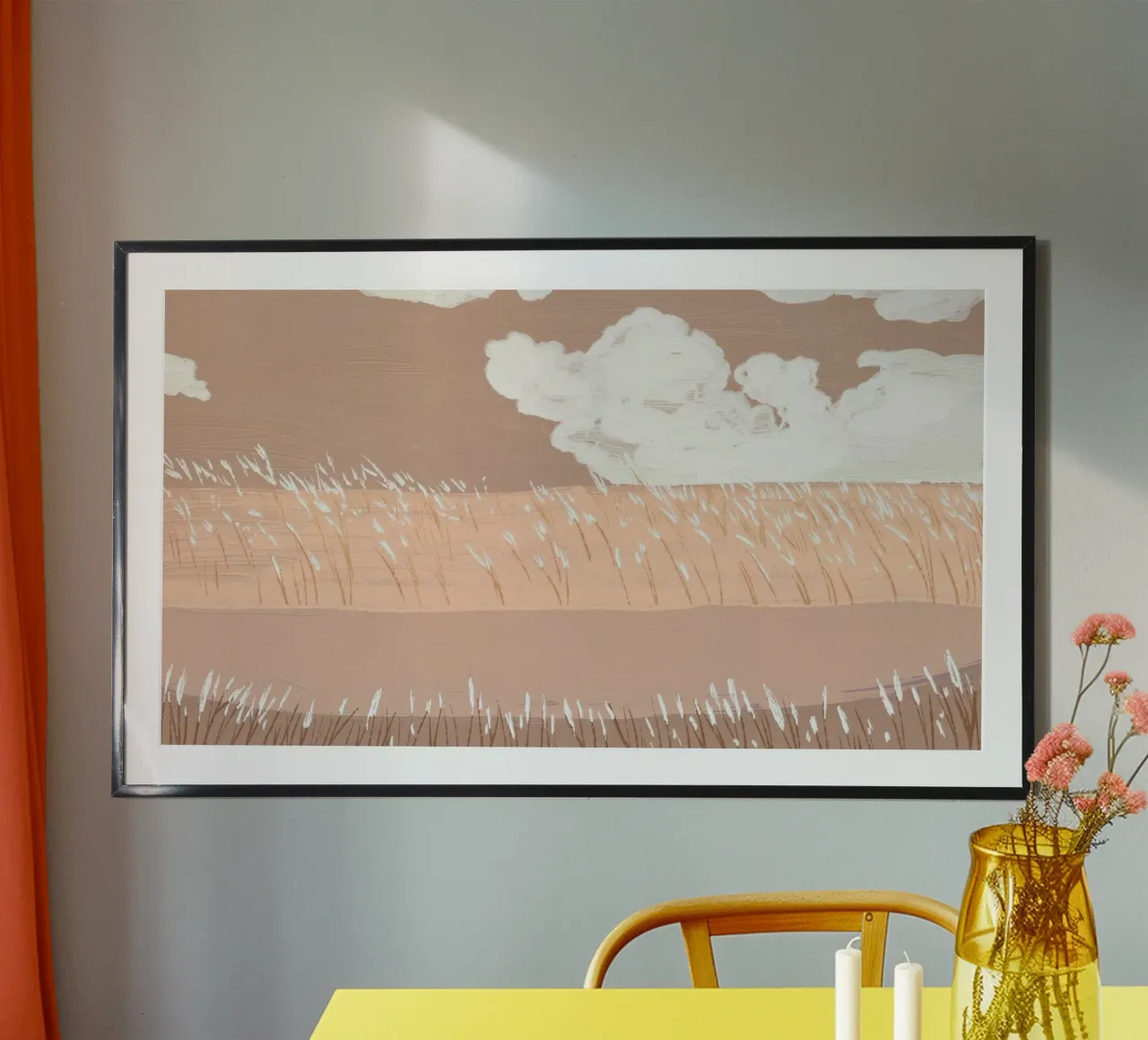 Dusty Rose Grassland - Minimalist Pastel Landscape Art poster by NorwesClub