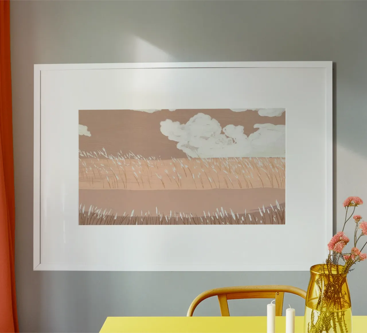 Dusty Rose Grassland - Minimalist Pastel Landscape Art poster by NorwesClub