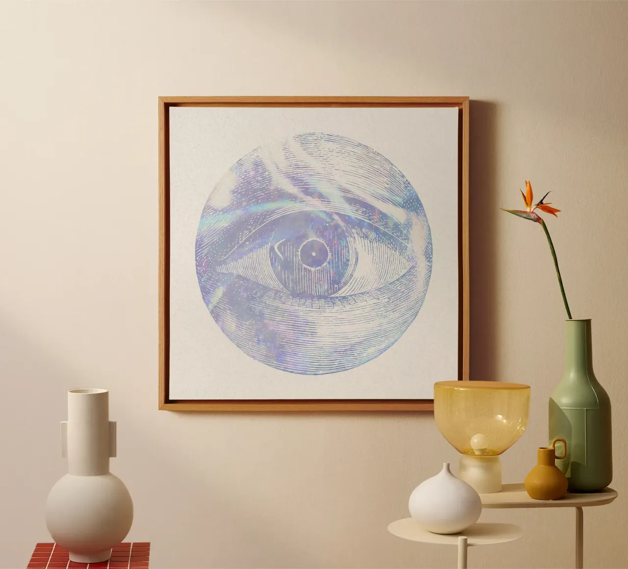 Holographic Eye Oracle - Mystical Aesthetic Wall Art Print canvas with Floater frame by NorwesClub