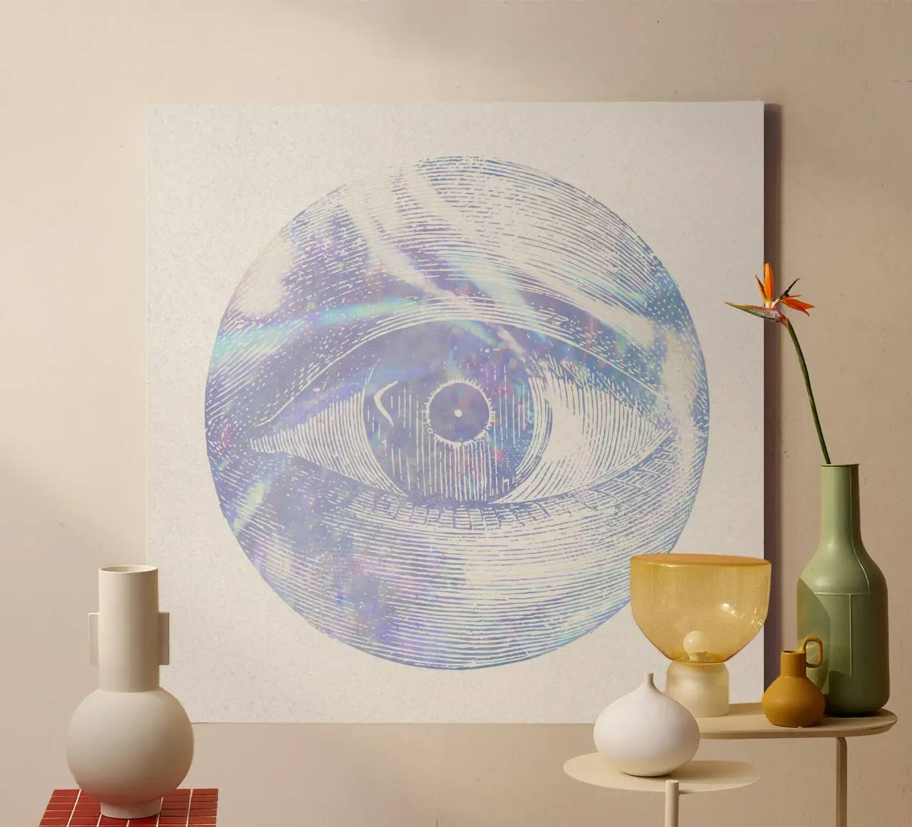 Holographic Eye Oracle - Mystical Aesthetic Wall Art Print canvas with Floater frame by NorwesClub