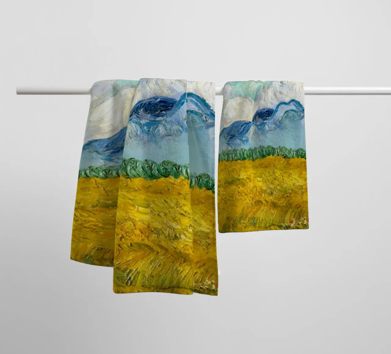 Van Gogh's Wheat Field with Clouds - Post-Impressionist Art towel by NorwesClub