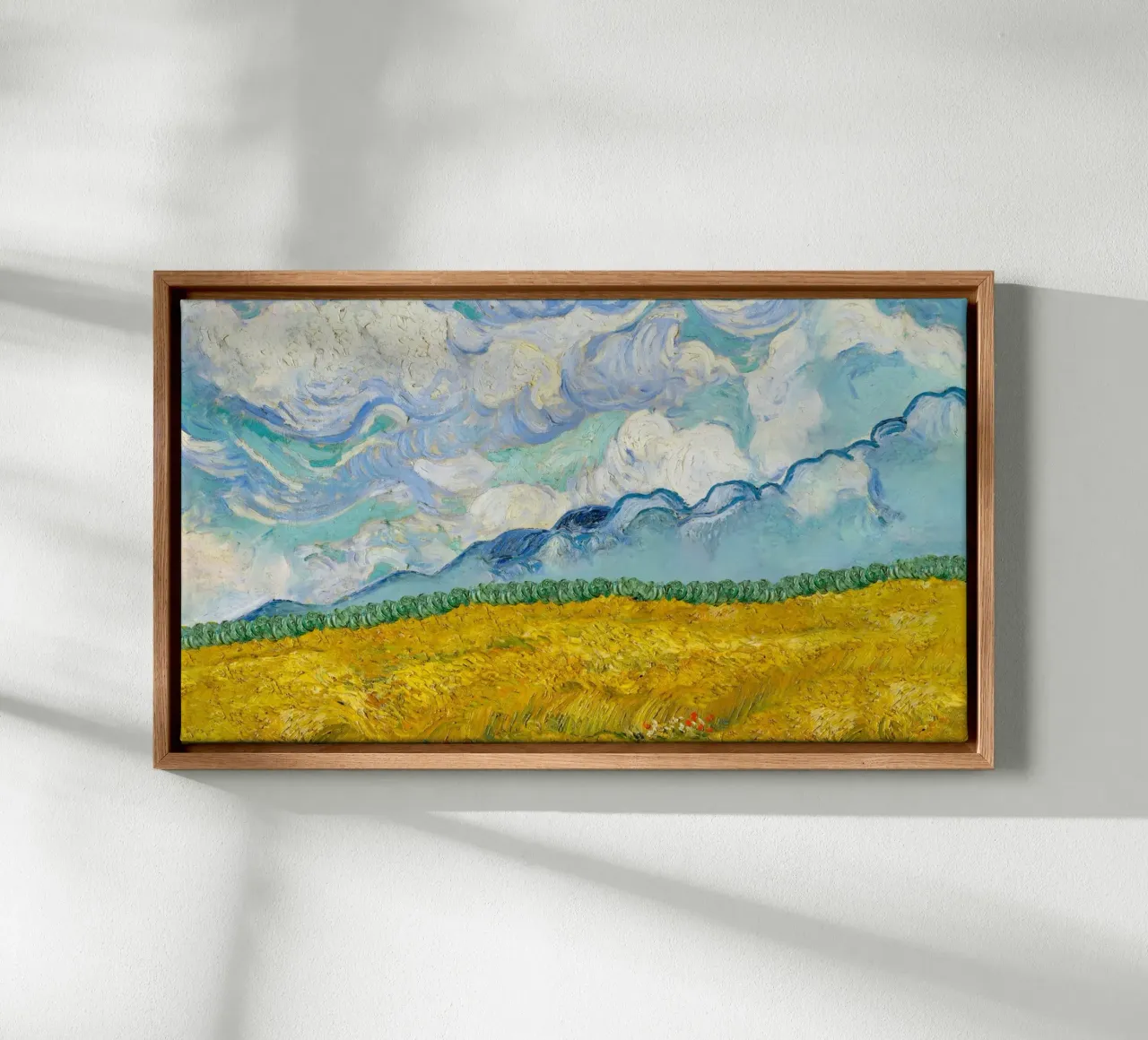 Van Gogh's Wheat Field with Clouds - Post-Impressionist Art canvas with Floater frame by NorwesClub