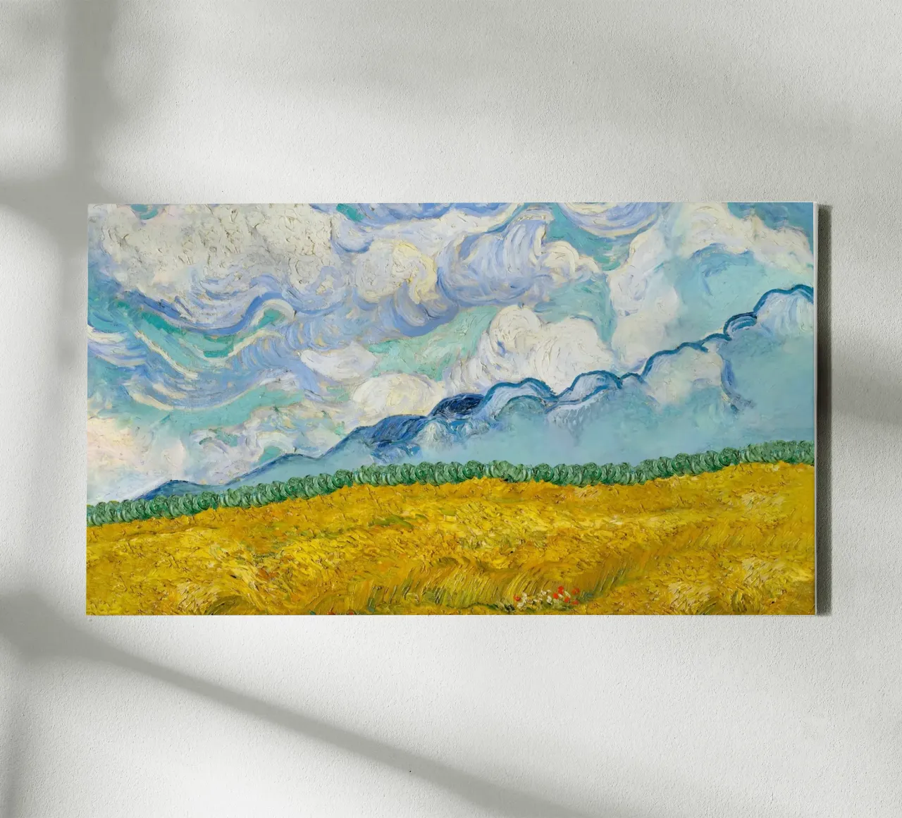 Van Gogh's Wheat Field with Clouds - Post-Impressionist Art canvas with Floater frame by NorwesClub