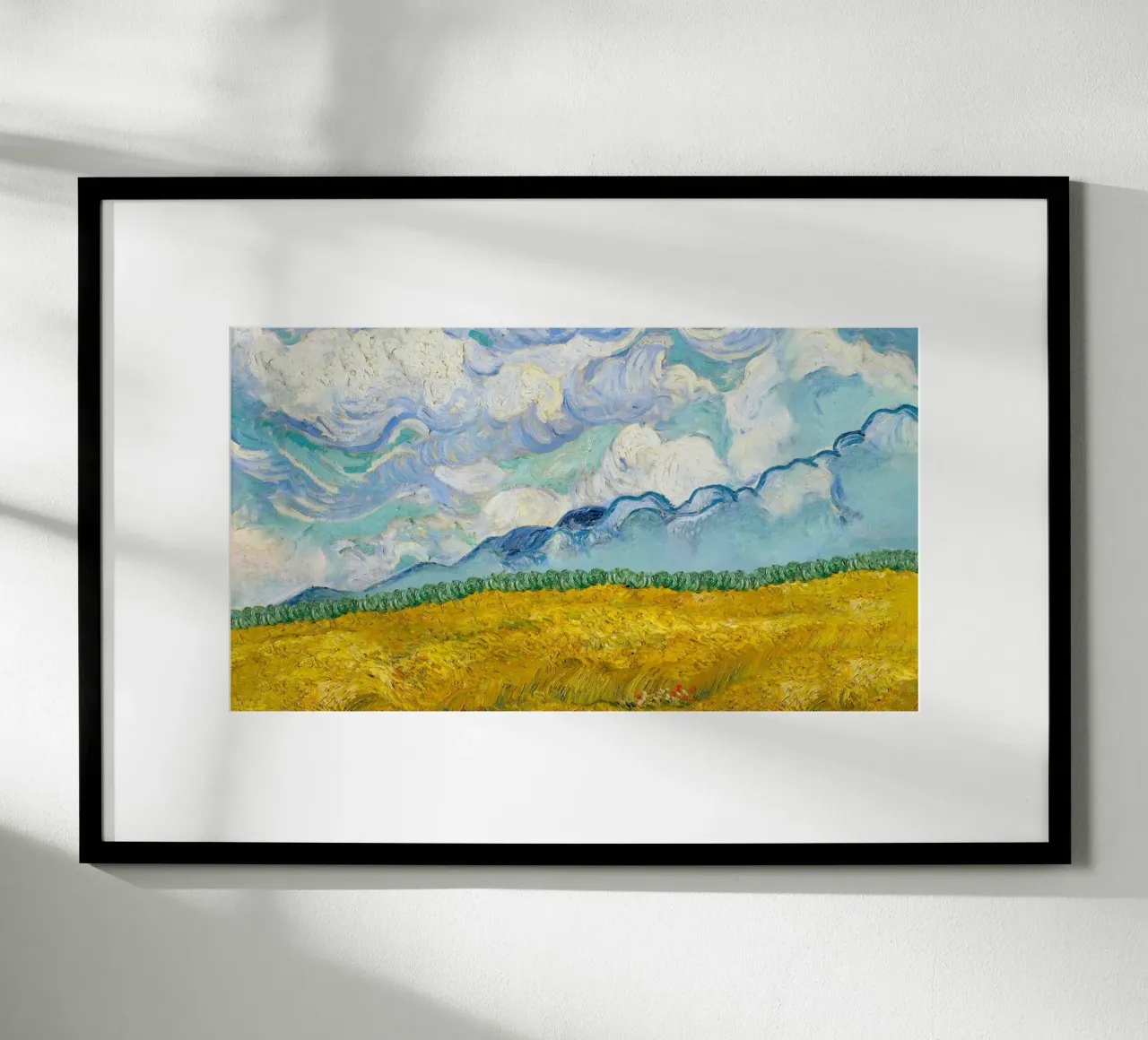 Van Gogh's Wheat Field with Clouds - Post-Impressionist Art poster with plastic frame by NorwesClub