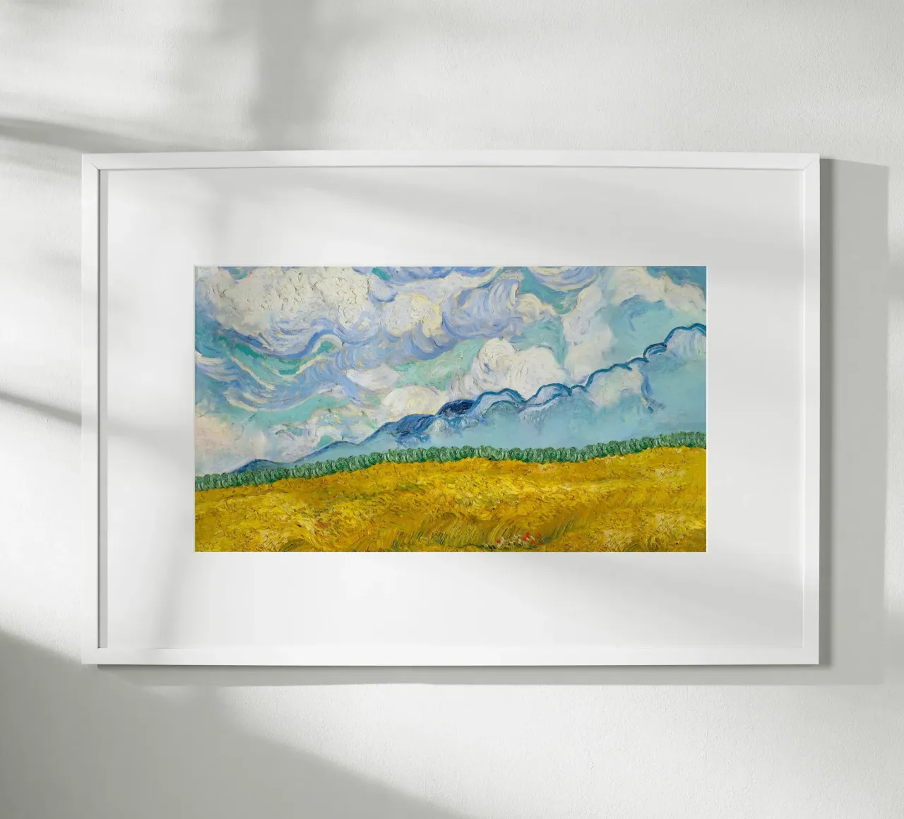 Van Gogh's Wheat Field with Clouds - Post-Impressionist Art poster with plastic frame by NorwesClub