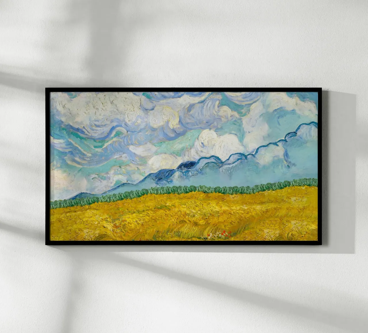Van Gogh's Wheat Field with Clouds - Post-Impressionist Art poster with plastic frame by NorwesClub