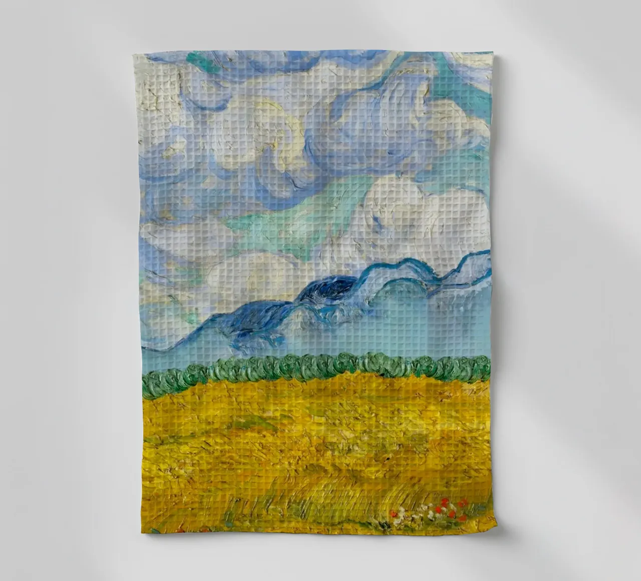 Champ de blé avec nuages de Van Gogh - L'art post-impressionniste torchon de NorwesClub