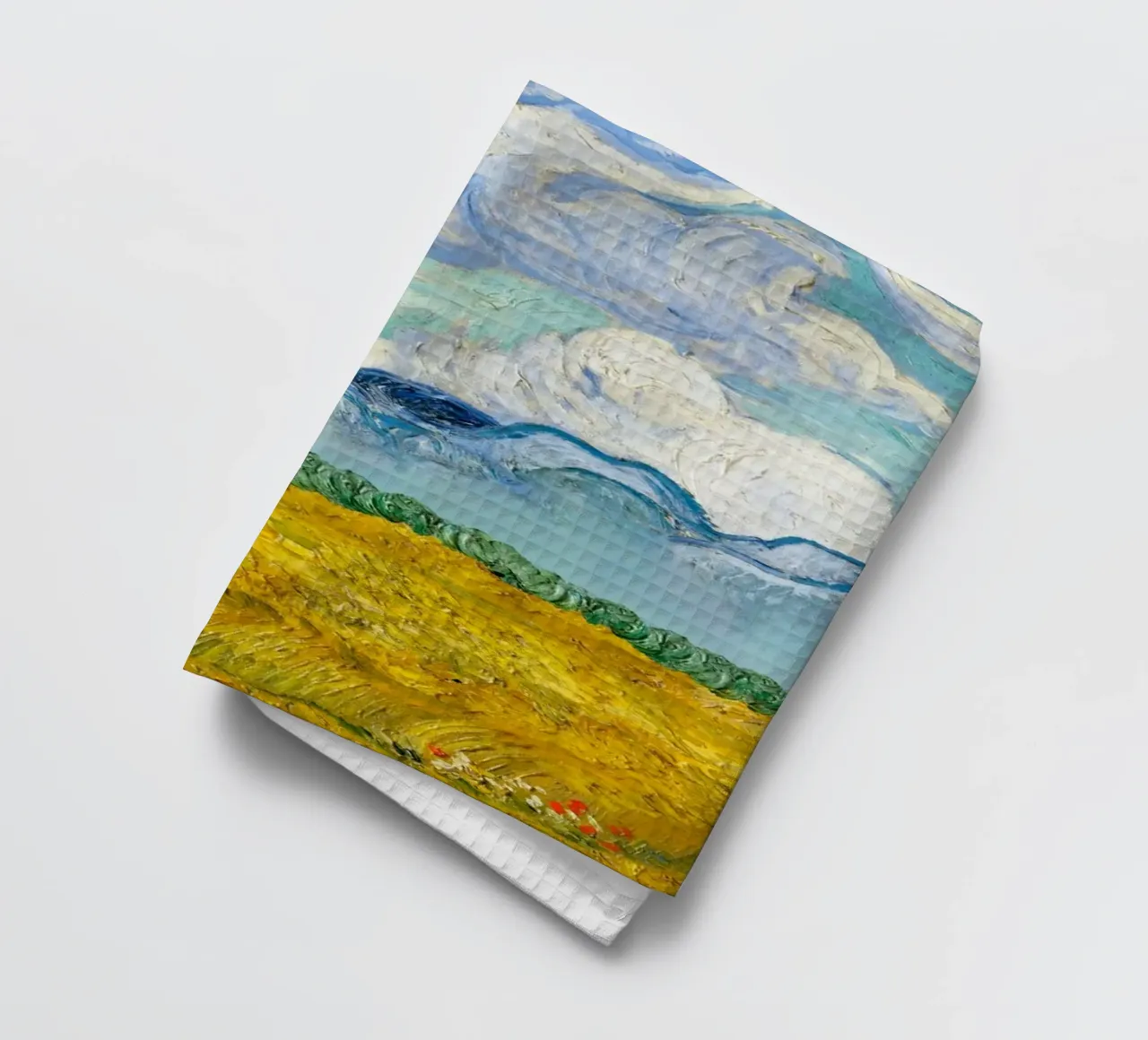 Champ de blé avec nuages de Van Gogh - L'art post-impressionniste torchon de NorwesClub