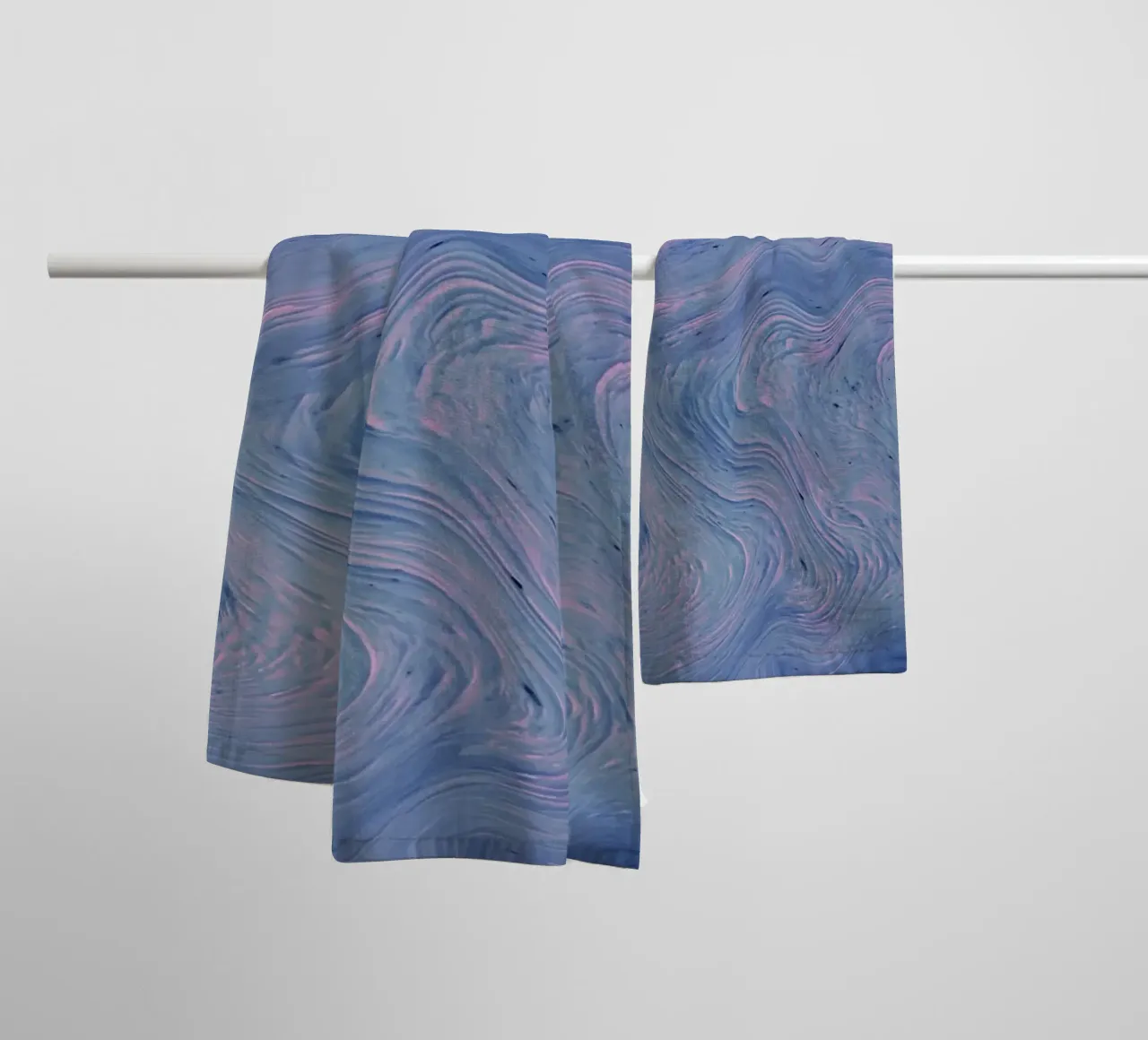 Pink Blue Swirl Abstract - Psychedelic Fluid Art Print towel by NorwesClub