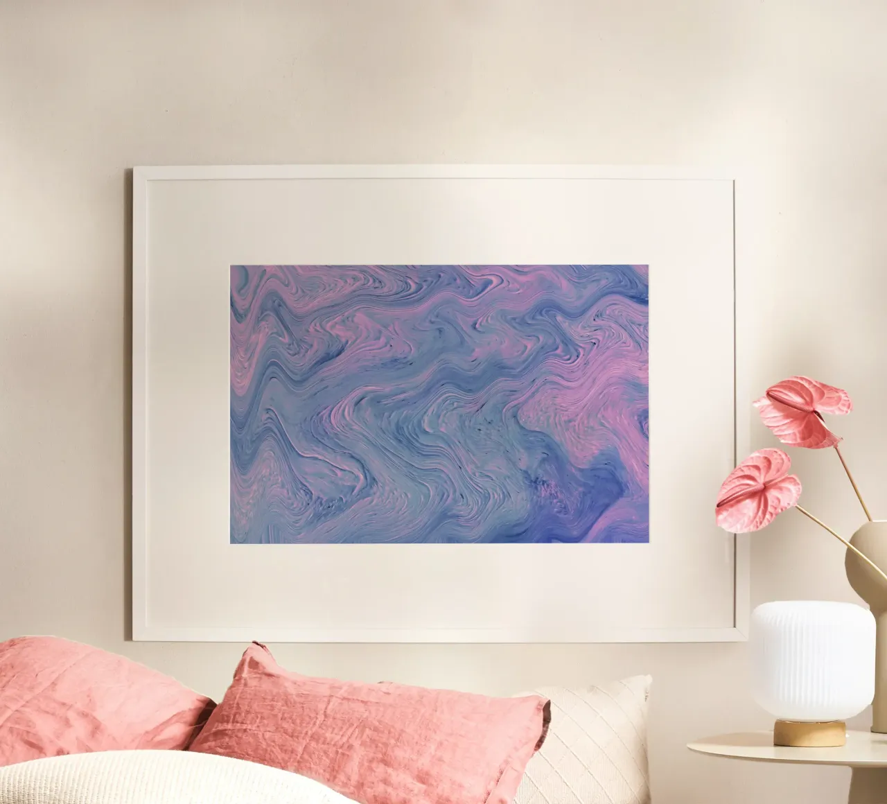 Pink Blue Swirl Abstract - Psychedelic Fluid Art Print hahnemühle by NorwesClub