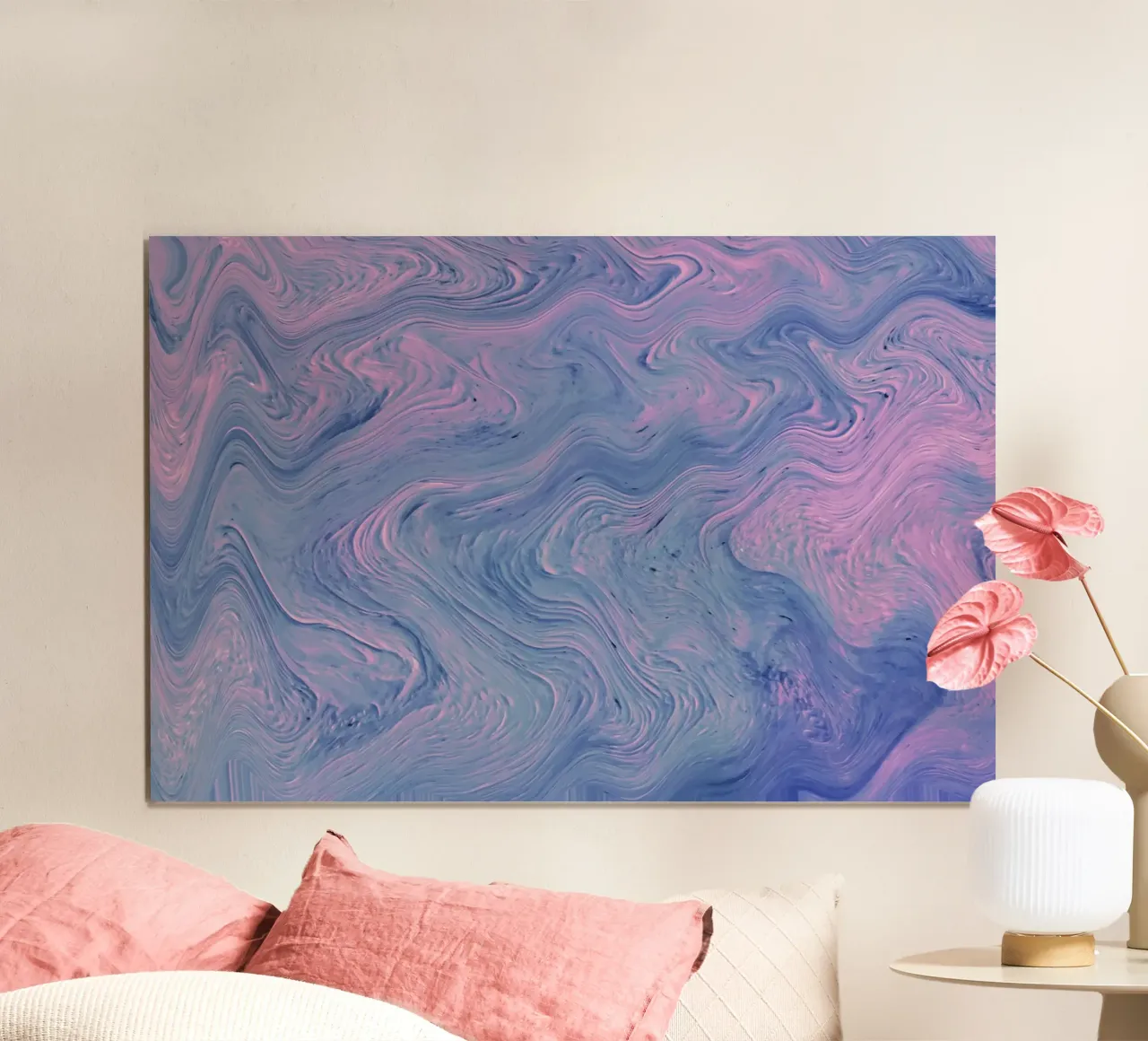 Pink Blue Swirl Abstract - Psychedelic Fluid Art Print hahnemühle by NorwesClub