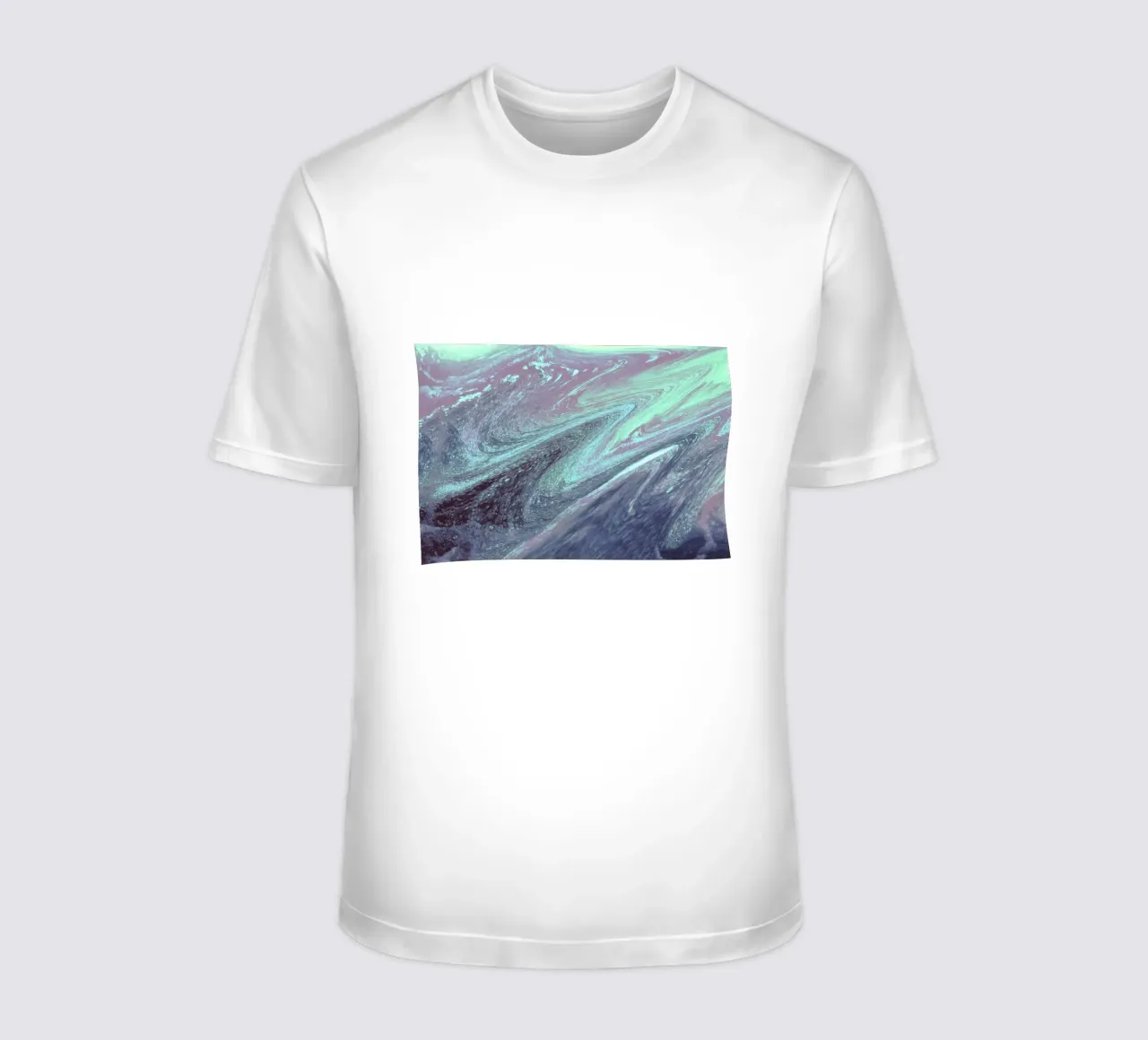 Cosmic Teal & Purple Swirl - Abstrakter Fluid Kunstdruck T-Shirt von NorwesClub