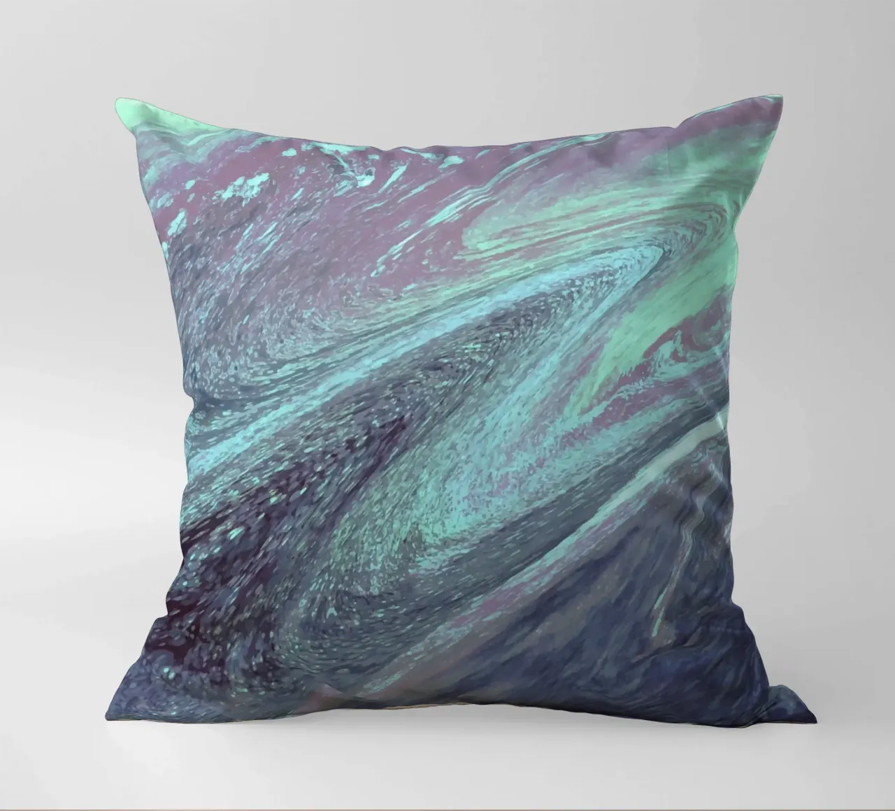 Kosmische groenblauwe en paarse werveling - Abstracte vloeiende kunstdruk kussen van NorwesClub