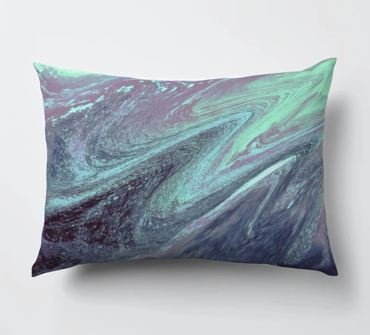 Kosmische groenblauwe en paarse werveling - Abstracte vloeiende kunstdruk kussen van NorwesClub
