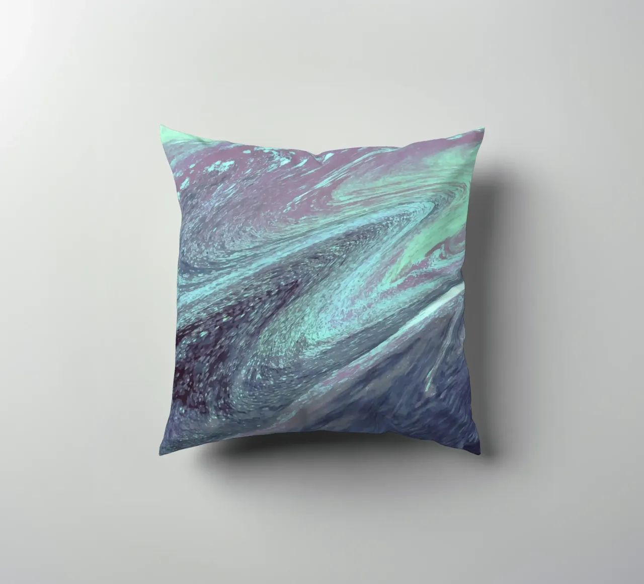 Kosmische groenblauwe en paarse werveling - Abstracte vloeiende kunstdruk kussen van NorwesClub