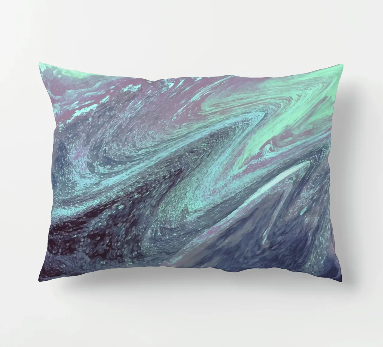 Kosmische groenblauwe en paarse werveling - Abstracte vloeiende kunstdruk kussen van NorwesClub