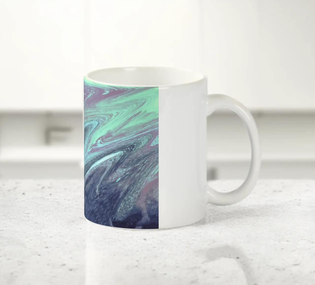 Vortice cosmico verde acqua e viola - Stampa astratta d'arte fluida tazza in ceramica da NorwesClub