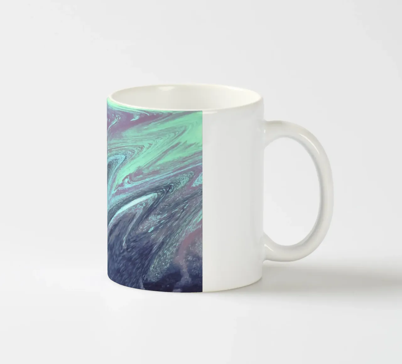 Vortice cosmico verde acqua e viola - Stampa astratta d'arte fluida tazza in ceramica da NorwesClub