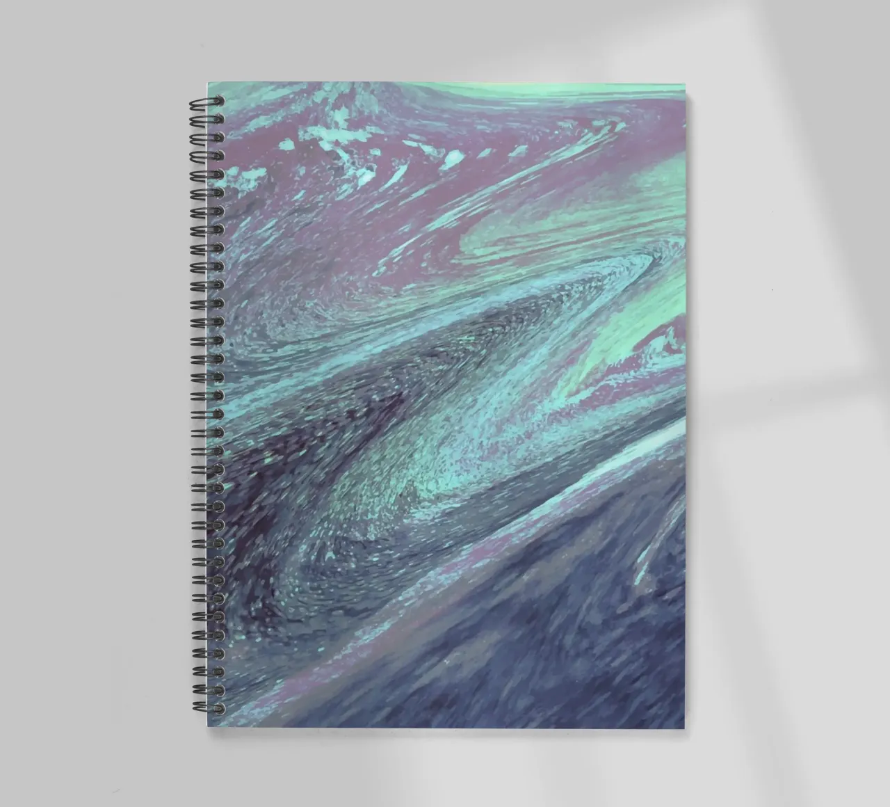 Cosmic Teal & Purple Swirl - Abstract Fluid Art Print spiral notebook by NorwesClub