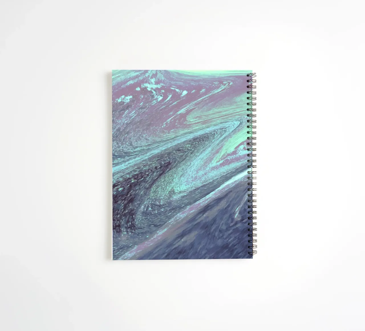 Cosmic Teal & Purple Swirl - Abstract Fluid Art Print spiral notebook by NorwesClub