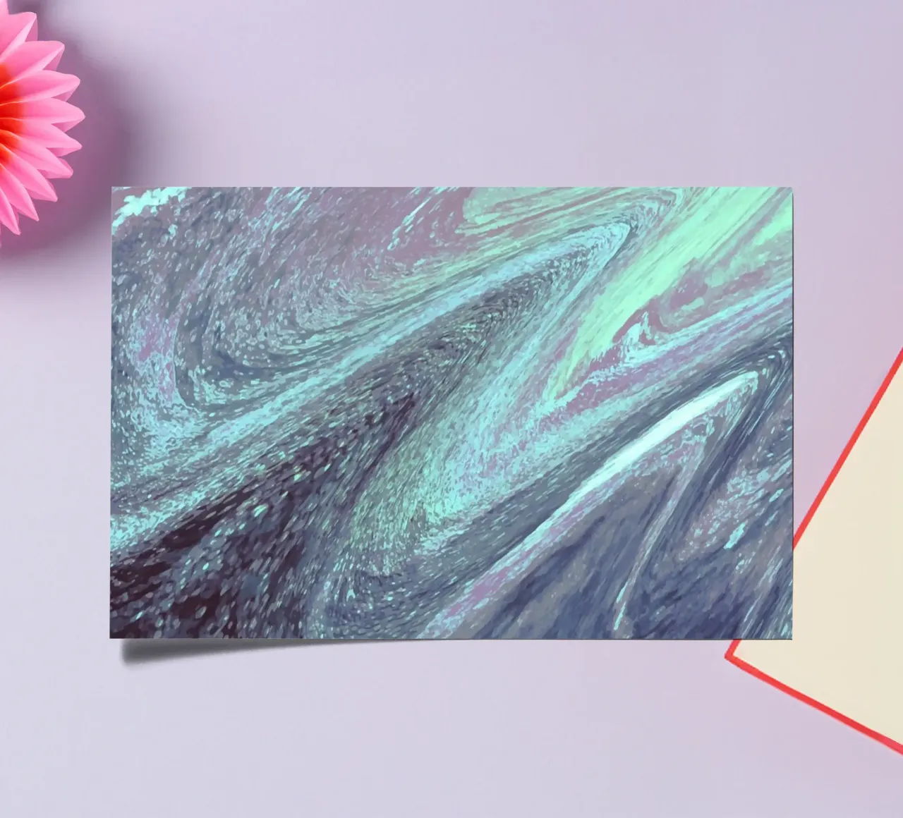 Cosmic Teal & Purple Swirl - Abstrakter Fluid Kunstdruck Stickerbogen von NorwesClub