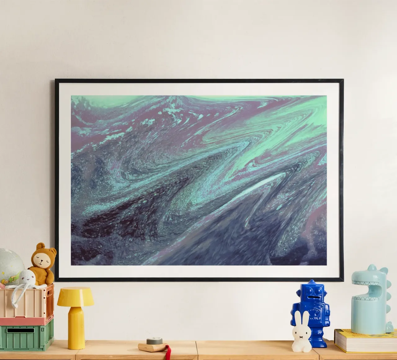 Cosmic Teal & Purple Swirl - Abstract Fluid Art Print hahnemühle by NorwesClub