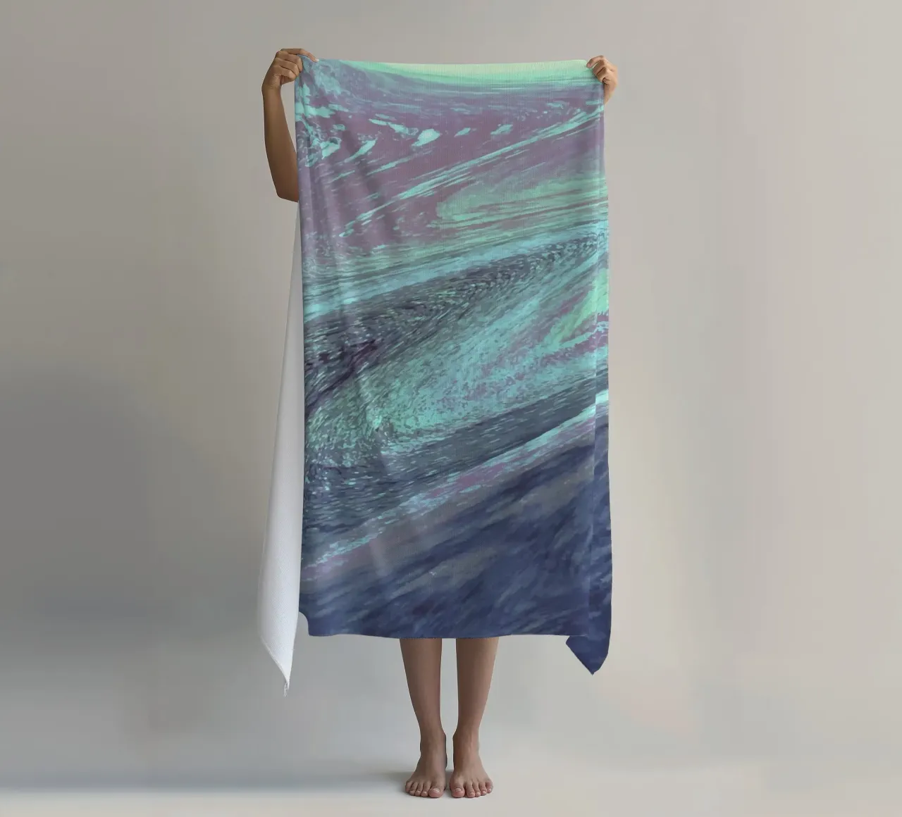 Cosmic Teal & Purple Swirl - Abstract Fluid Art Print beach towel by NorwesClub