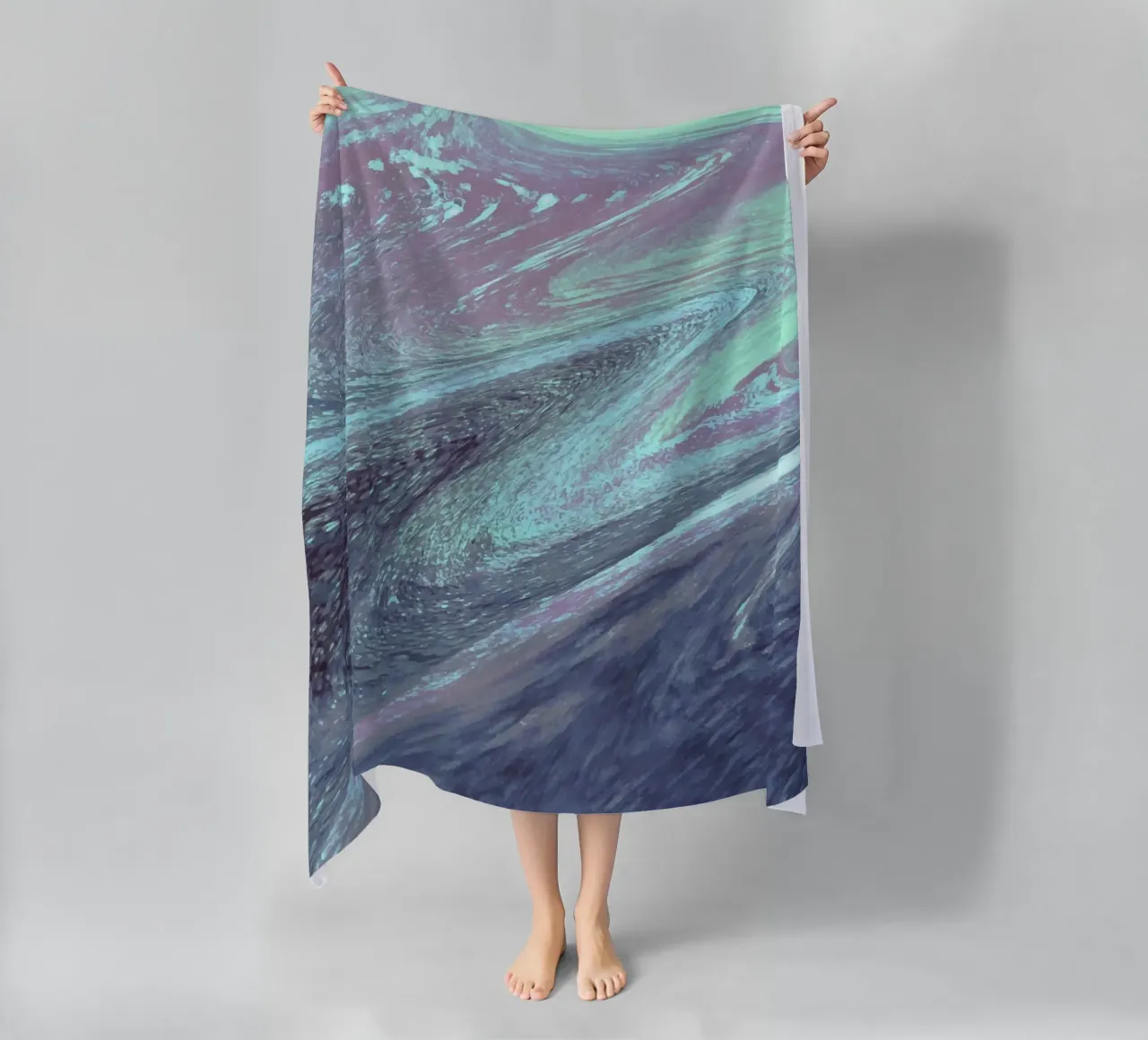 Cosmic Teal & Purple Swirl - Abstract Fluid Art Print beach towel by NorwesClub