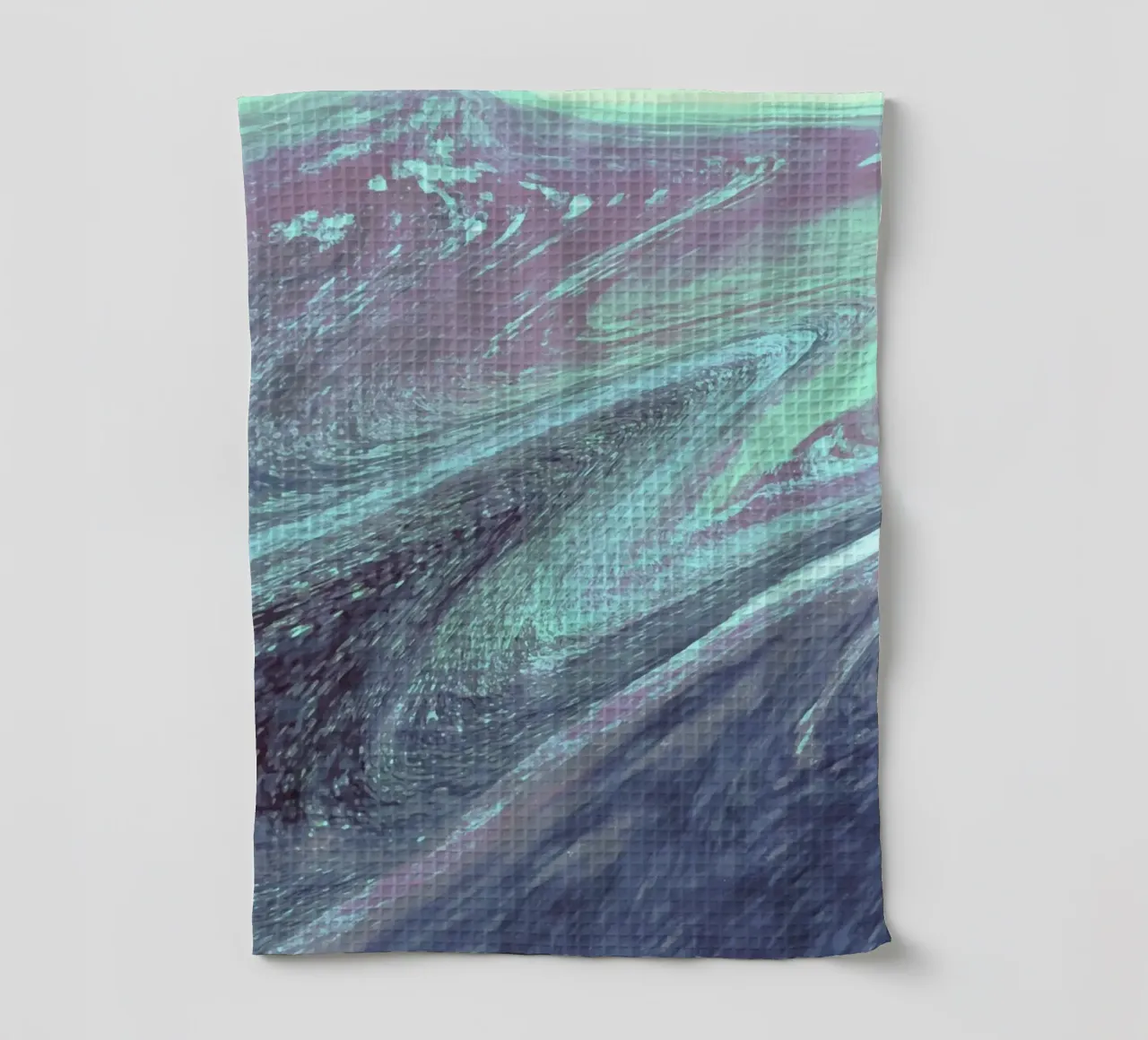 Cosmic Teal & Purple Swirl - Abstract Fluid Art Print tea towel by NorwesClub