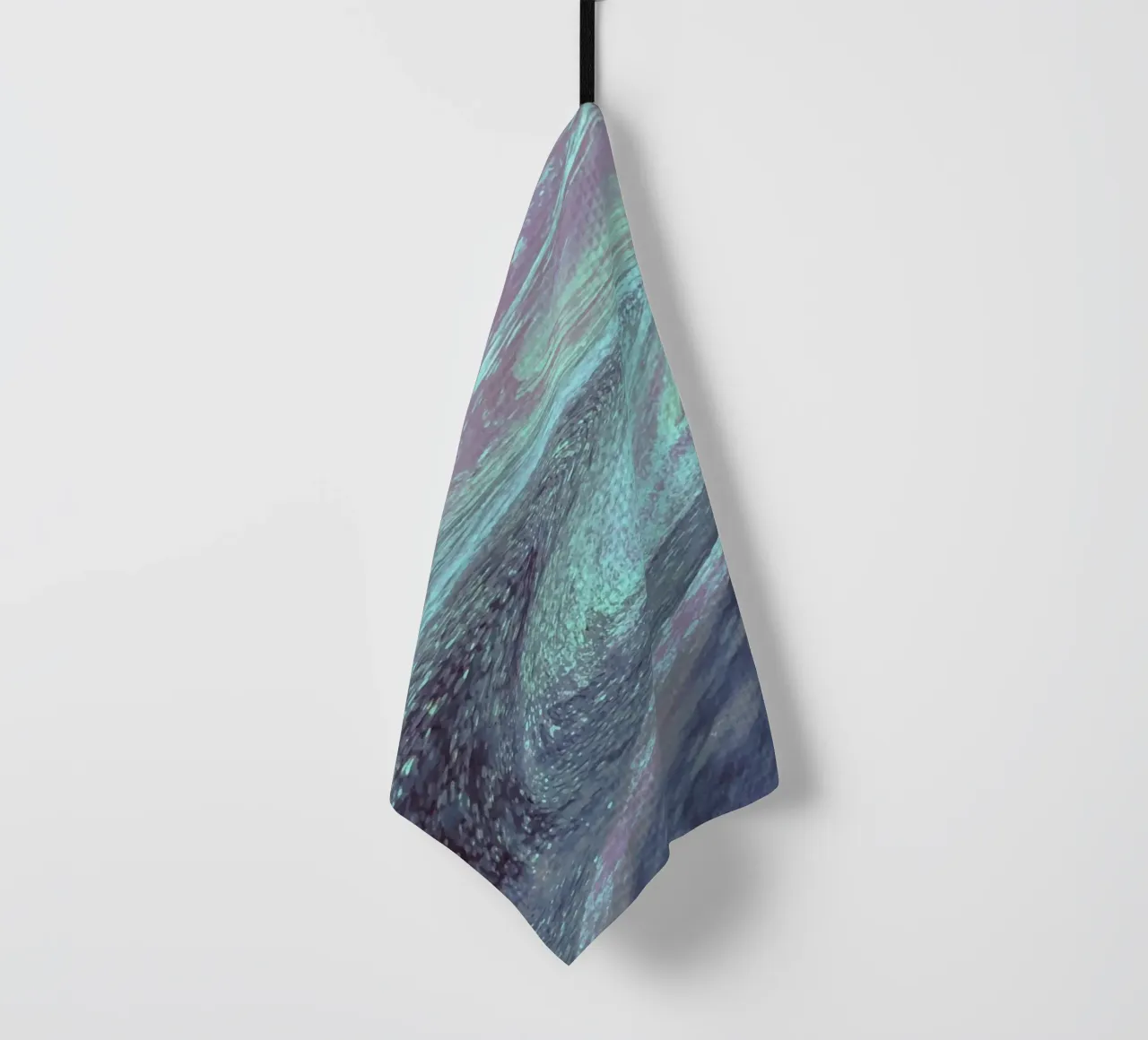 Cosmic Teal & Purple Swirl - Abstract Fluid Art Print tea towel by NorwesClub