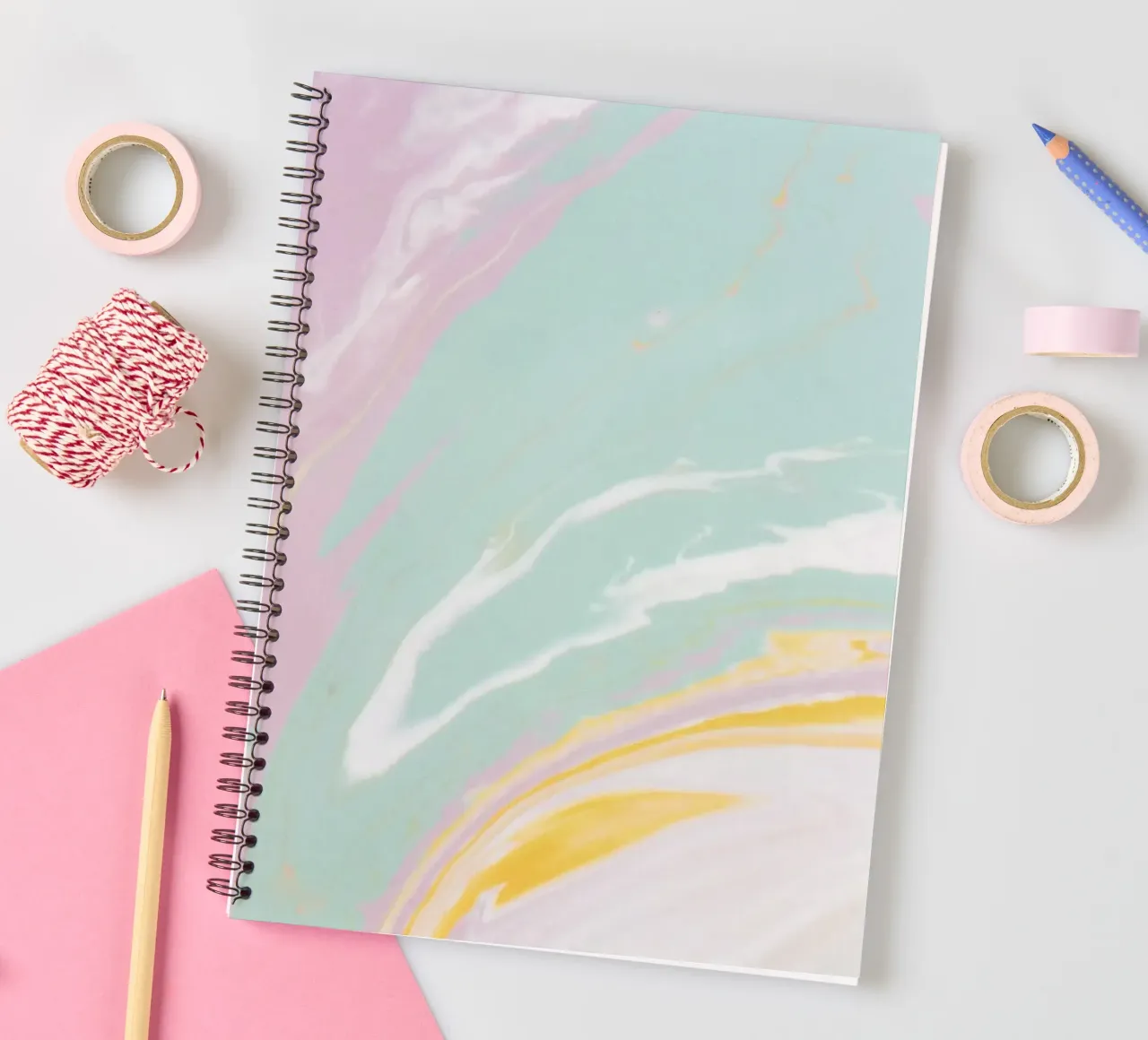 Pastel Marble Swirls - Abstract Fluid Art Print carnet à spirale de NorwesClub
