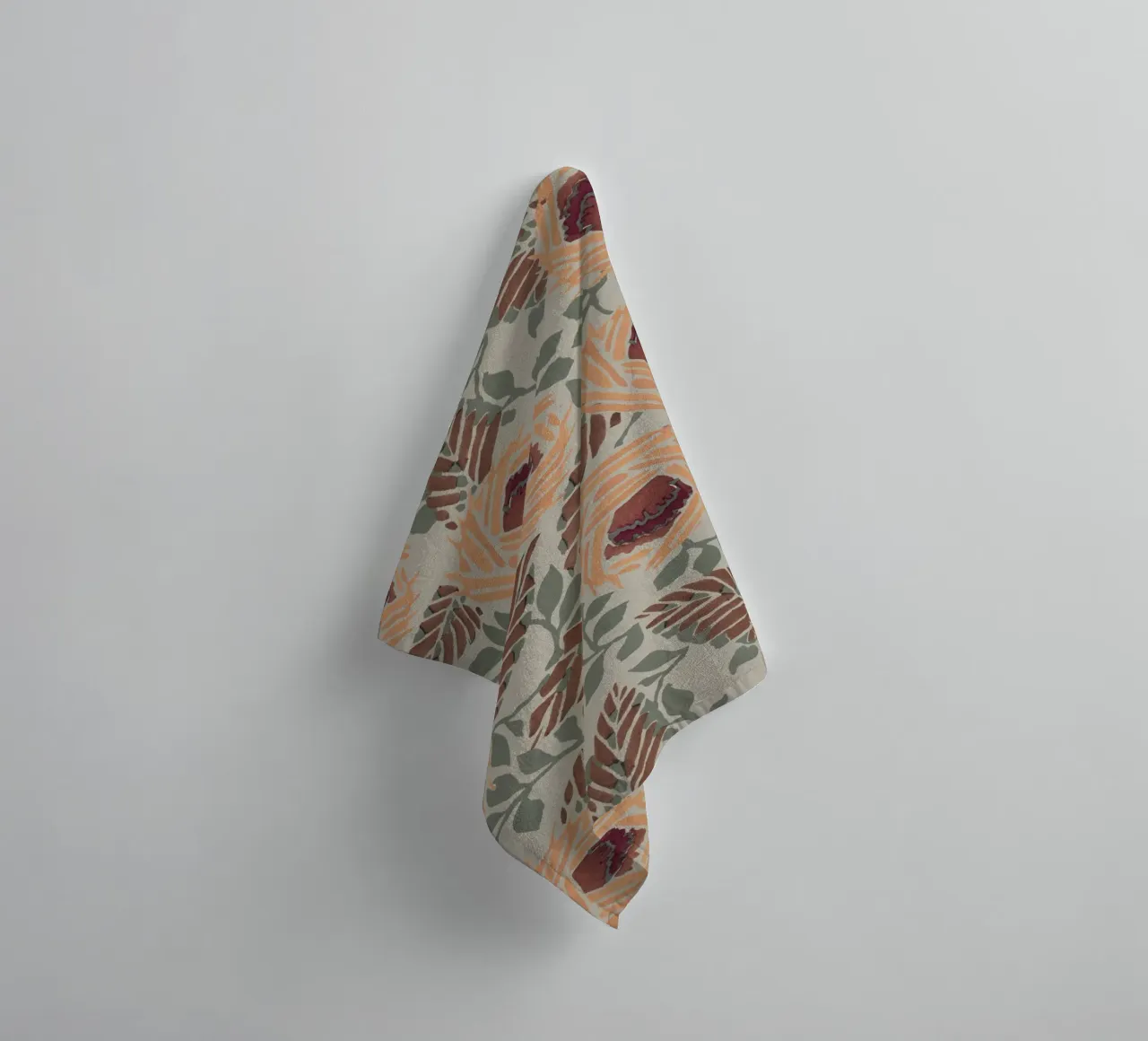 Rustic Orange Floral Pattern - Earthy Botanical Art Print towel by NorwesClub