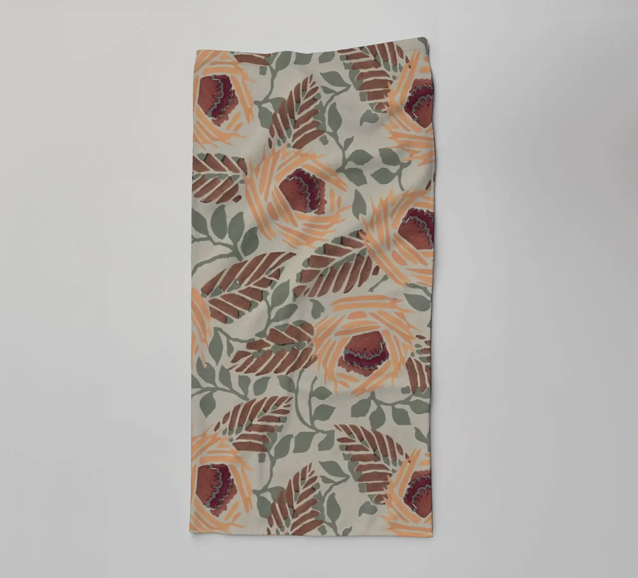 Rustic Orange Floral Pattern - Earthy Botanical Art Print towel by NorwesClub