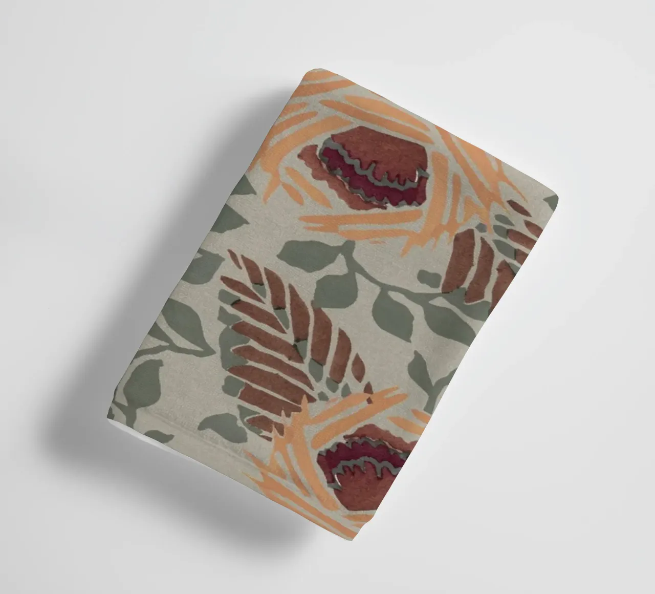 Rustic Orange Floral Pattern - Earthy Botanical Art Print towel by NorwesClub