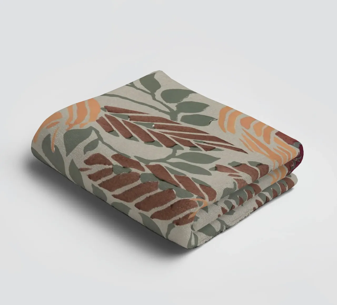 Rustic Orange Floral Pattern - Earthy Botanical Art Print towel by NorwesClub