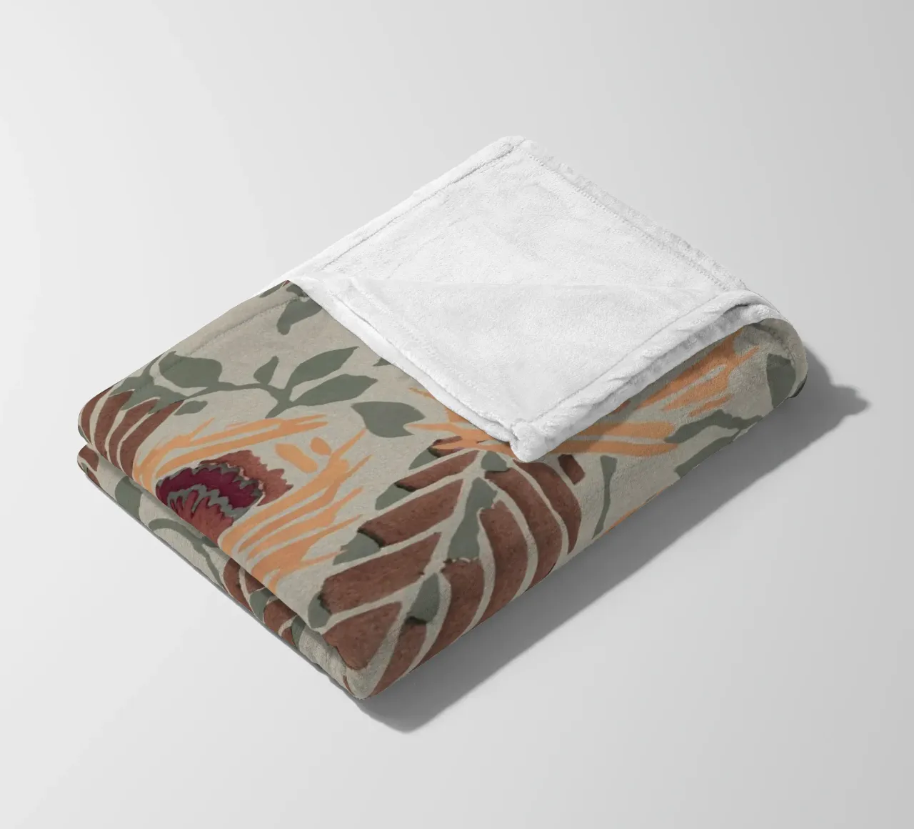 Rustic Orange Floral Pattern - Earthy Botanical Art Print fleece blanket by NorwesClub
