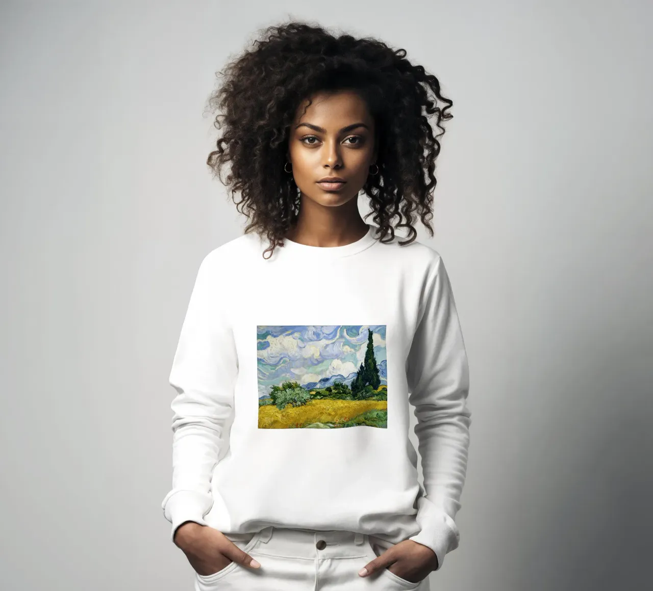 Van Gogh's Wheat Field Cypresses - Post-Impressionism Art sweatshirt by NorwesClub