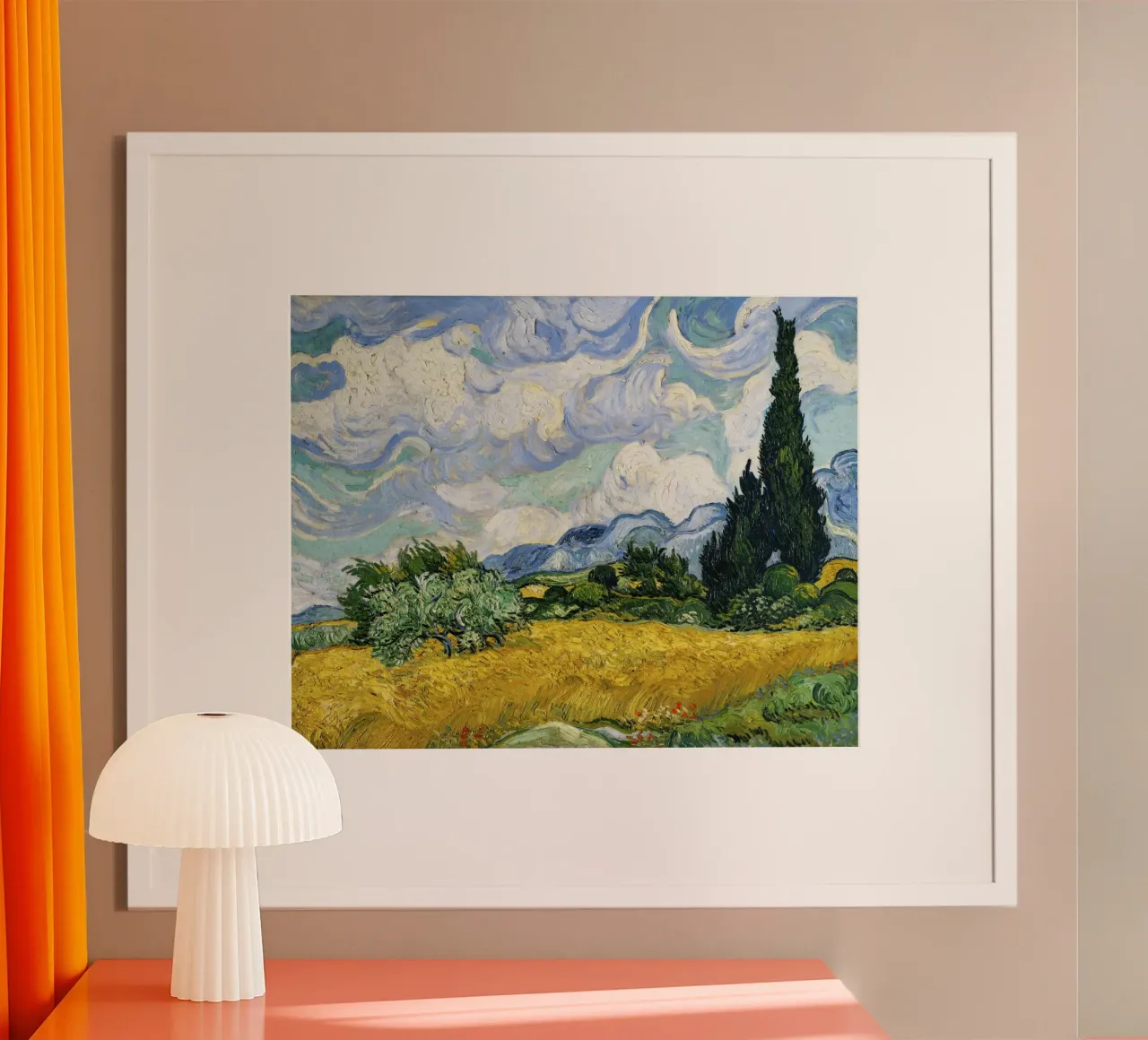 Van Gogh's Wheat Field Cypresses - Post-Impressionism Art poster with aluminum frame by NorwesClub