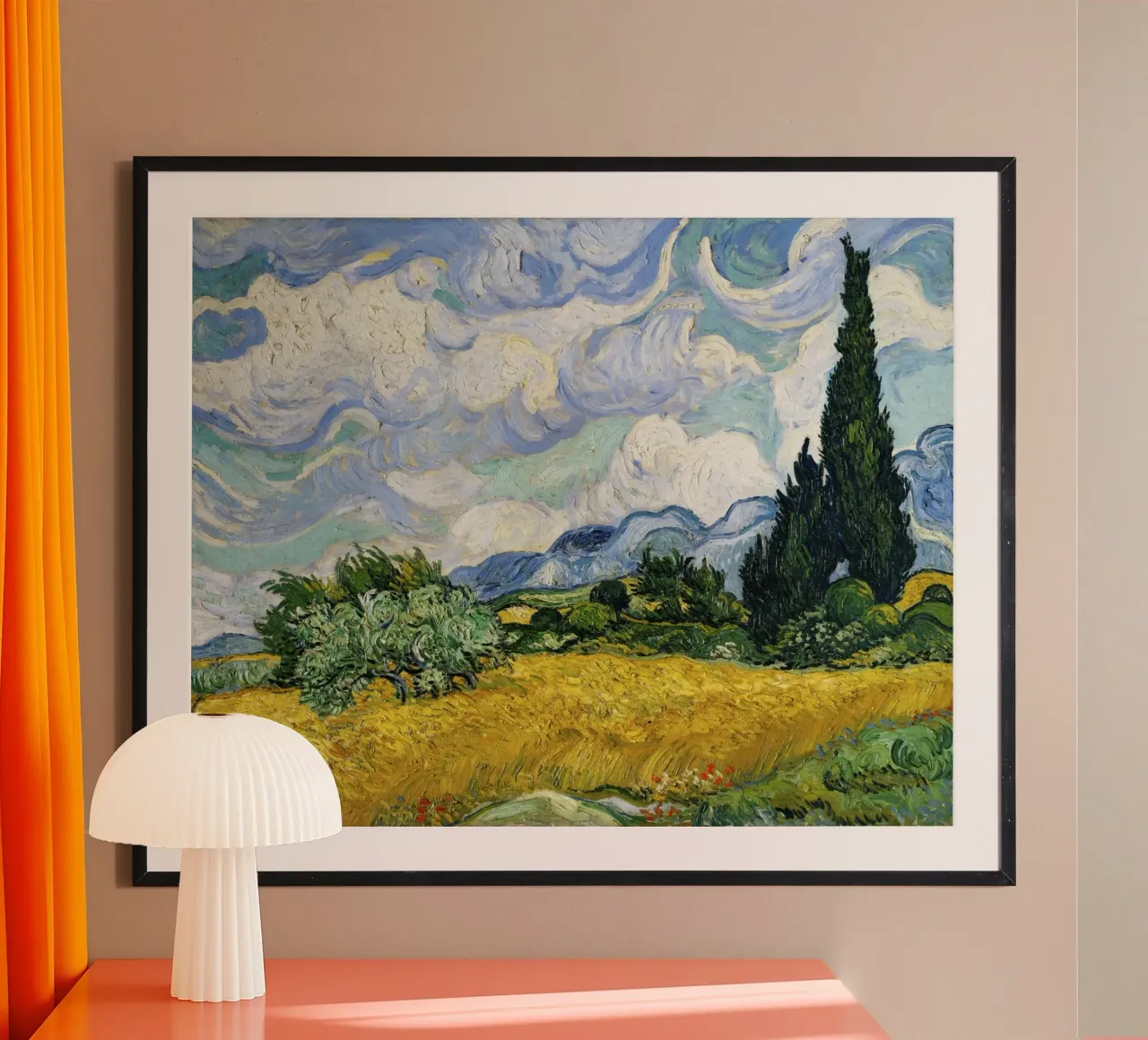 Van Gogh's Wheat Field Cypresses - Post-Impressionism Art poster with aluminum frame by NorwesClub
